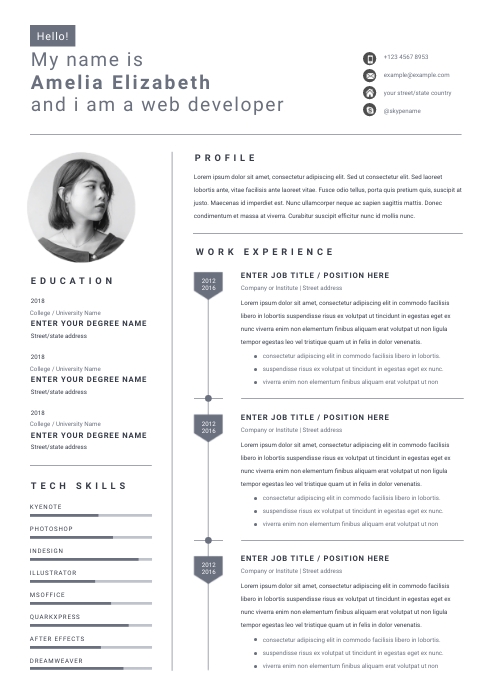 Resume / CV Design Template for Web Developer | PosterMyWall