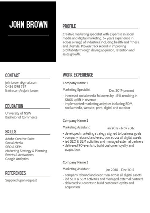 Resume CV template - Standard A4