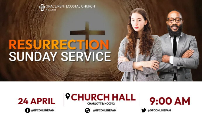Small Church Resurrection Program resurrection service Template | PosterMyWall