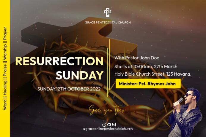 Resurrection Program Banner resurrection service Template | PosterMyWall