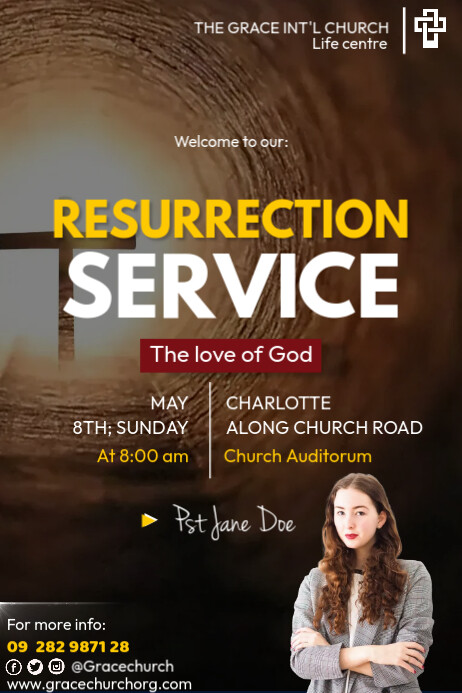 Small Church Resurrection Program resurrection service Template | PosterMyWall