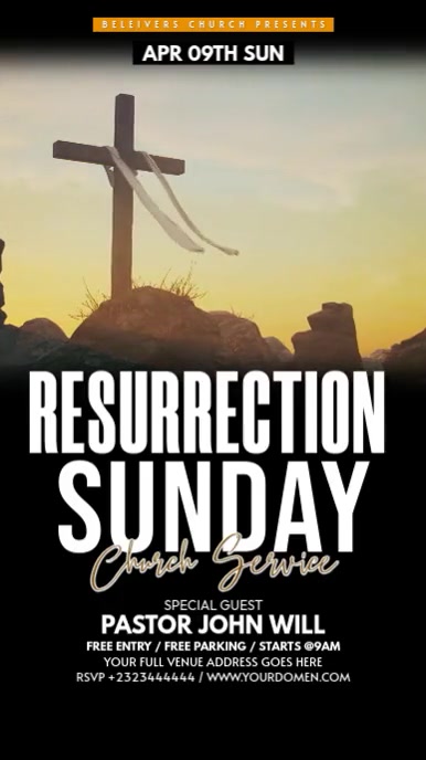 Resurrection Programs Template Resurrection sunday church service Template | PosterMyWall