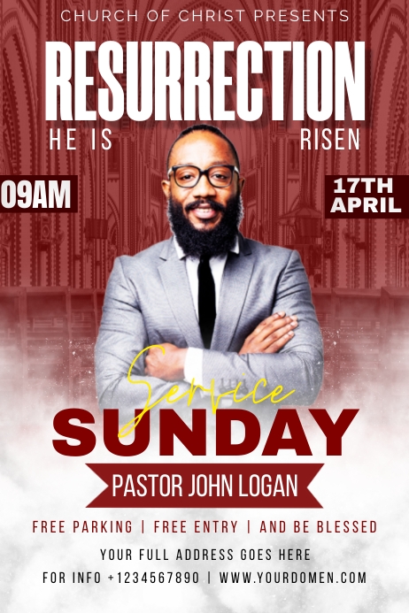 Small Church Resurrection Program Resurrection Sunday church service Template | PosterMyWall