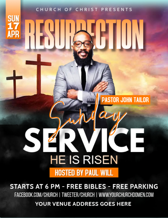 Copy of RESURRECTION SUNDAY CHURCH SERVICE | PosterMyWall