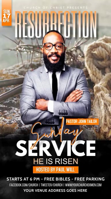 RESURRECTION SUNDAY CHURCH SERVICE Template | PosterMyWall
