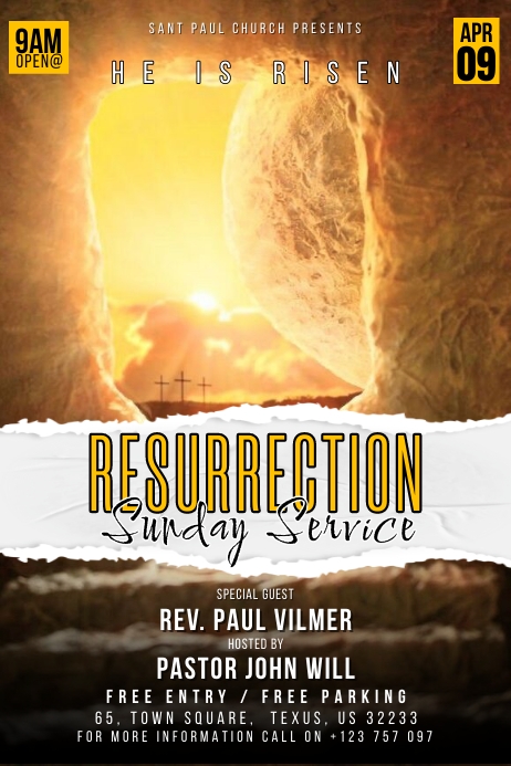 Resurrection sunday church service Template | PosterMyWall