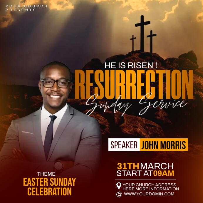 Resurrection Program Banner Resurrection Sunday Template | PosterMyWall