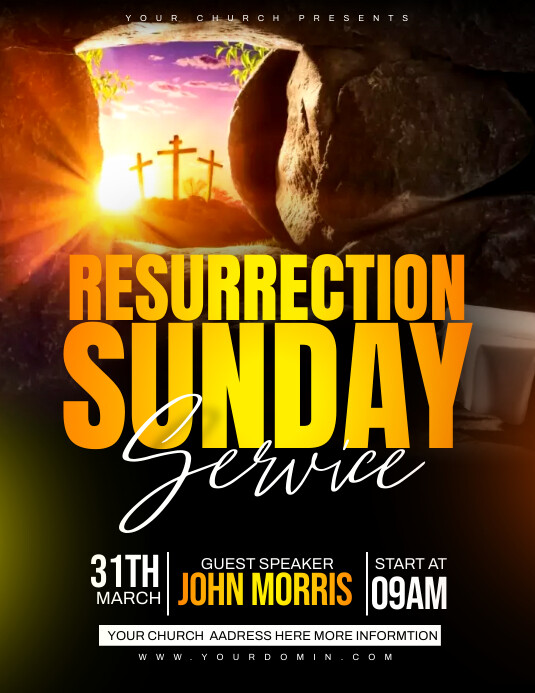 Resurrection Program Banner Resurrection Sunday Template | PosterMyWall