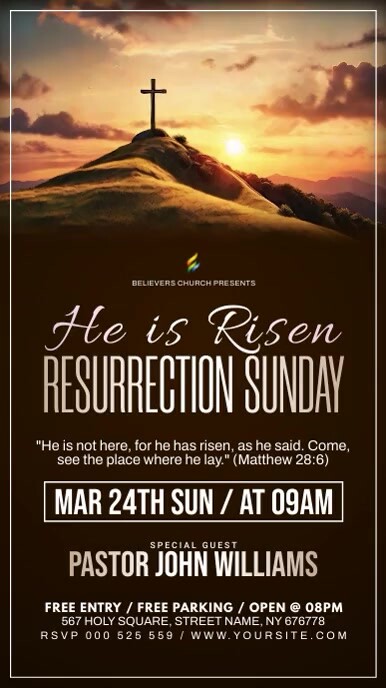 Resurrection Programs Template Resurrection sunday service Template | PosterMyWall