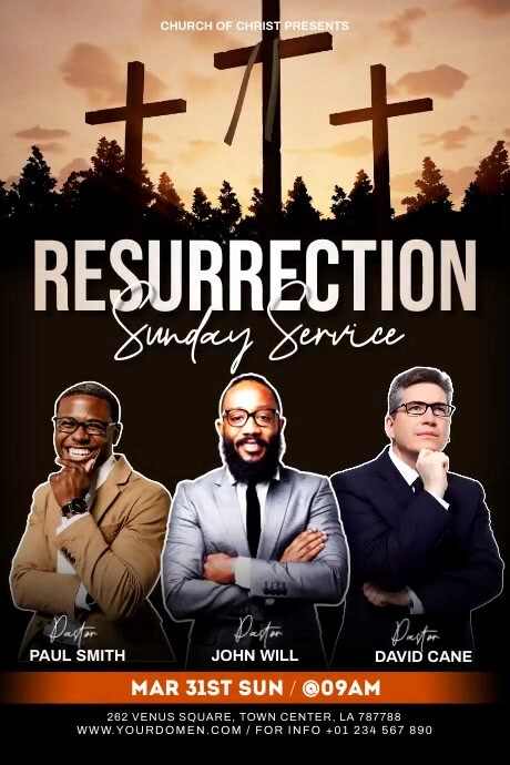 Resurrection Program Banner Resurrection sunday Service Template | PosterMyWall