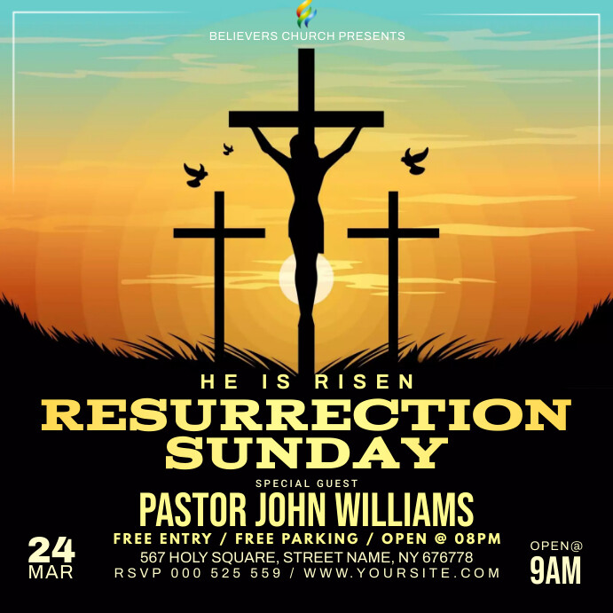 Resurrection Programs Template Resurrection sunday service Template | PosterMyWall
