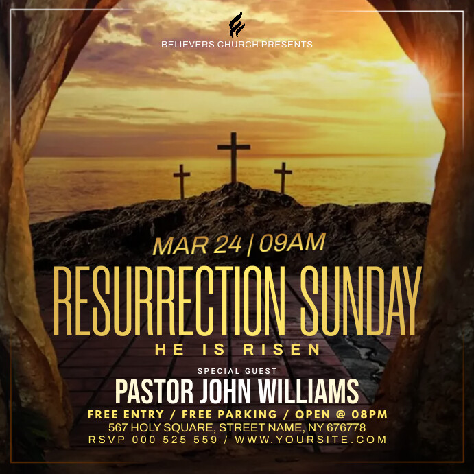 Resurrection Programs Template Resurrection sunday service Template | PosterMyWall