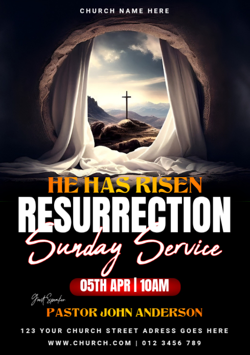 Resurrection Sunday Service A4 Template | PosterMyWall