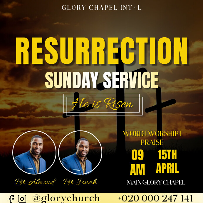 Small Church Resurrection Program Resurrection Sunday service Template | PosterMyWall