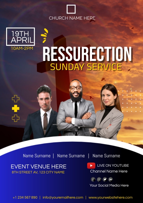 Resurrection Programs Template resurrection sunday service Template | PosterMyWall