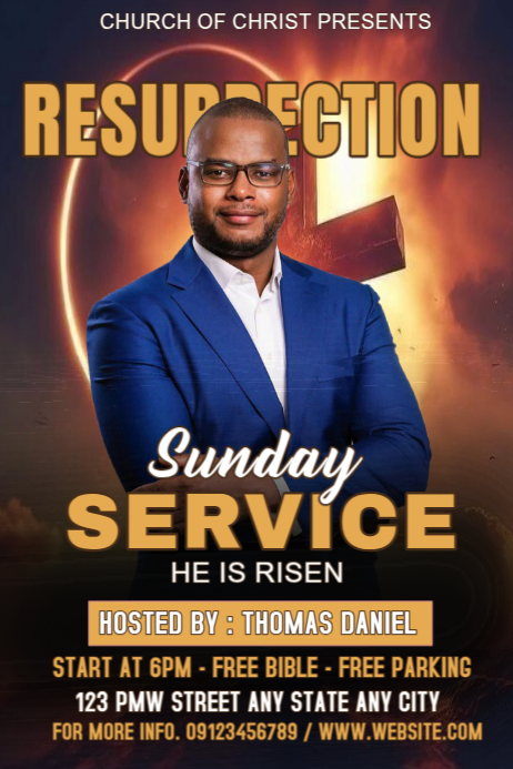 Resurrection Sunday Service Template | PosterMyWall