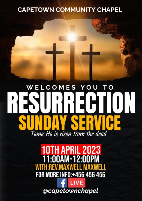 Small Church Resurrection Program resurrection sunday service poster Template | PosterMyWall