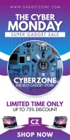 White and Purple Retail Cyber Monday 2' x 5' Roll up Banner template