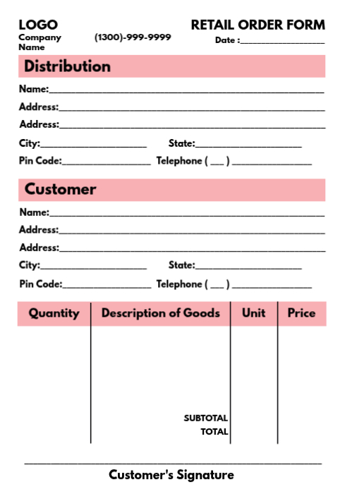 Retail Order Form A4 เทมเพลต | PosterMyWall