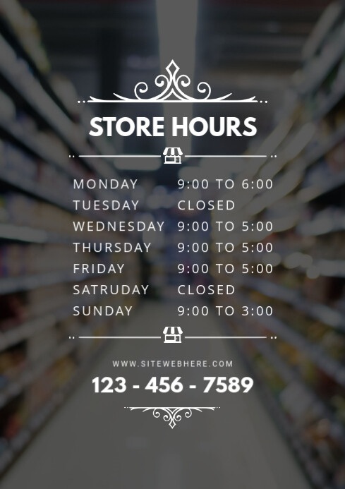 Retail Store Opening Timings Sign Template | PosterMyWall