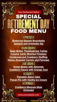 Retirement Menu. Example Retirement Special Menu Template | PosterMyWall