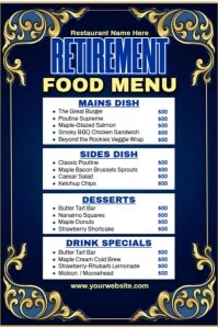 Retirement Food Menu Poster template