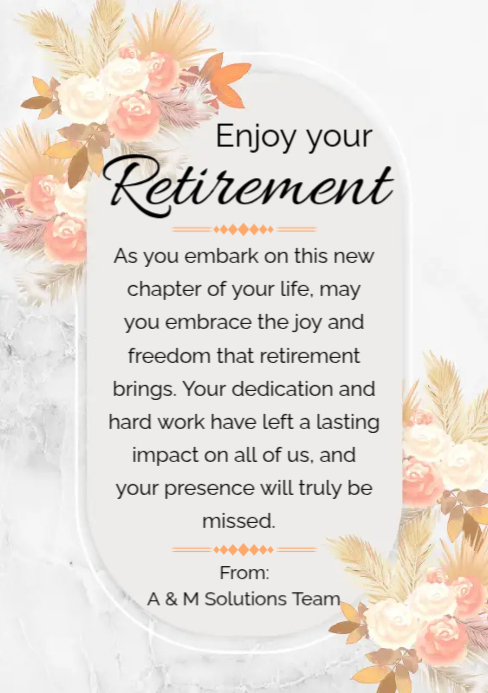 Retirement Greeting Card Template A5