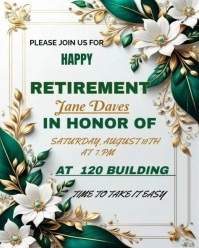 RETIREMENT invitation card Instagram Portrait template