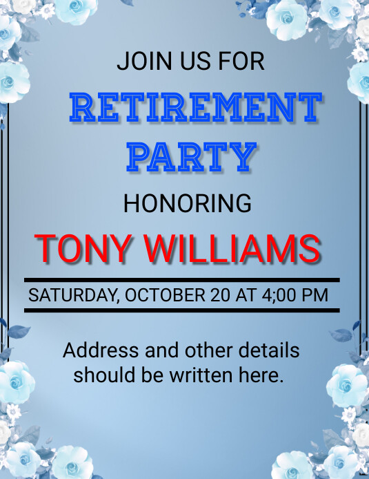 Image 1 for Retirement Announcement Flyer Template