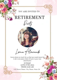 retirement party card A6 template
