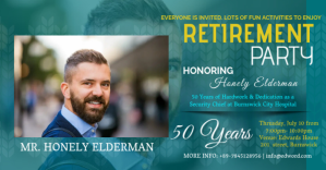 RETIREMENT PARTY Obraz udostępniany na Facebooku template