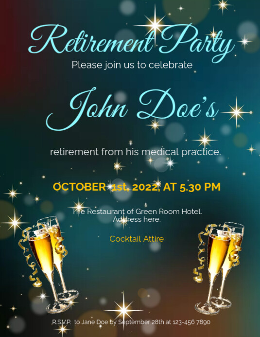 Retirement Party invitation Flyer (format US Letter) template