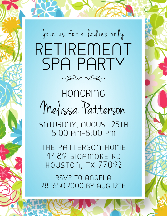 Modello Invito a Una Festa di Pensione Spa | PosterMyWall