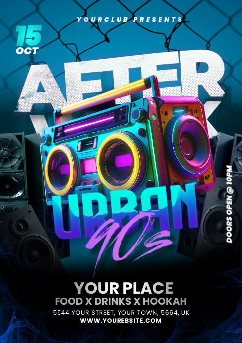 90s Throwback Party Flyers Retro 90s Party Flyer Template PSD By