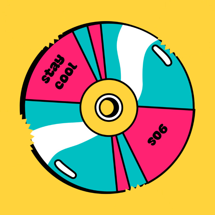 Retro 90s Yellow Stay Cool Round Sticker Logo Template | PosterMyWall