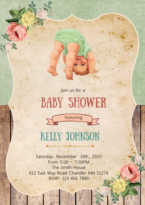 retro baby shower invitation template  postermywall