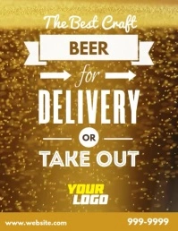Retro beer delivery pick up take out flyer Folheto (US Letter) template