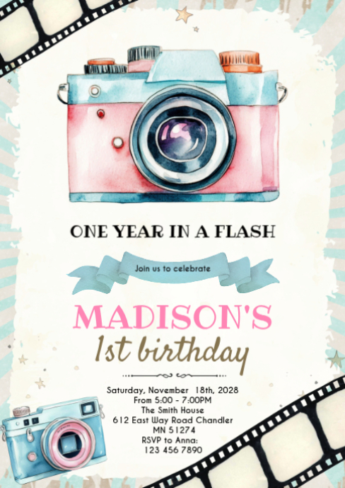 1st Birthday Celebration A6 Template | PosterMyWall