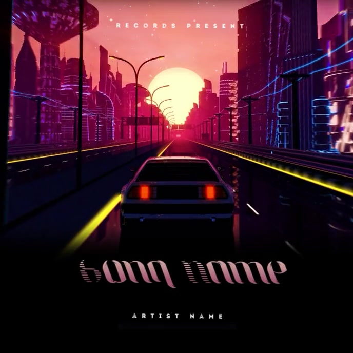 Retro Car 80's CD Cover Art Template
