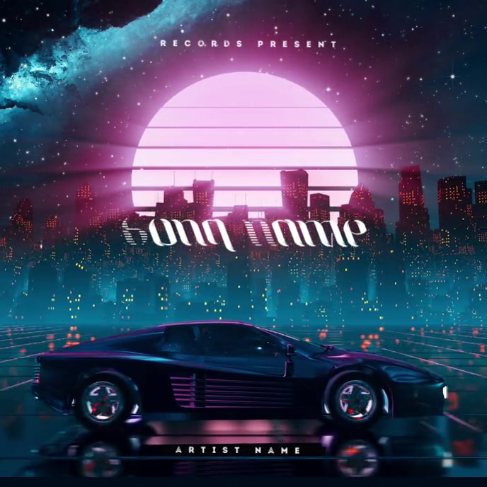 Retro Car 80's CD Cover Art Template Okładka albumu