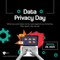 Retro Data Privacy Day Square Template Wpis na Instagrama