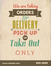 Retro delivery pick up to-go take out flyer template