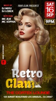 Braun Retro Glam Disco Night Digital Display Template