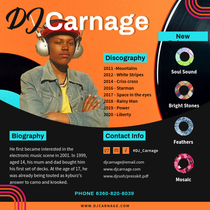 Retro DJ Press Kit Instagram Template PosterMyWall Retro DJ Press Kit Instagram Template PosterMyWall