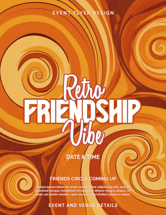 Retro Friendship Day Flyer Template Рекламная листовка (US Letter)