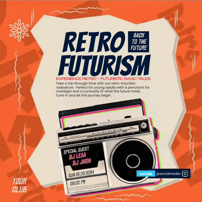 Retro Futurism Event Instagram post Template | PosterMyWall