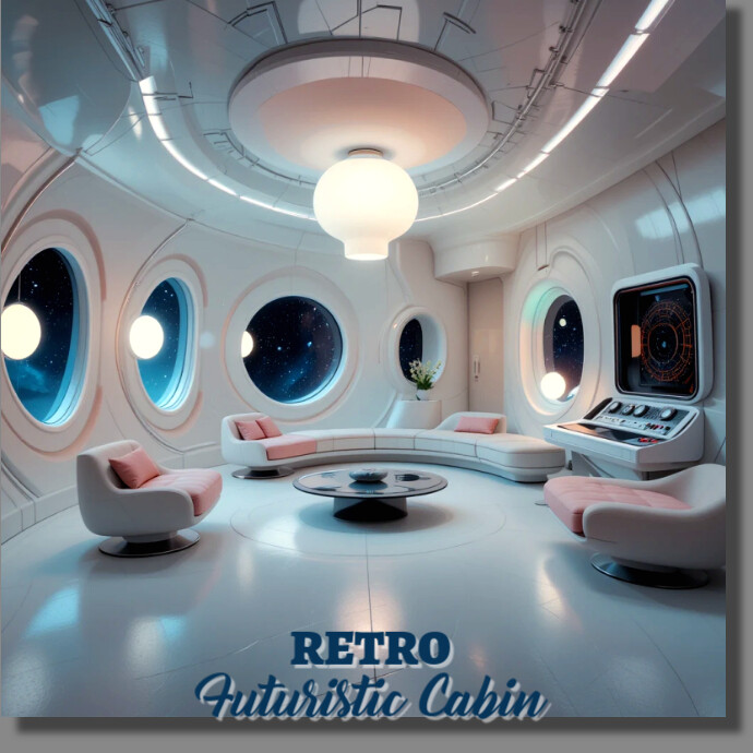 Retro futuristic cabin Logo template