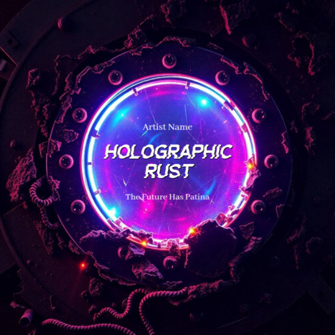 Retro Futuristic Neon Rust Album Cover Art Template | PosterMyWall