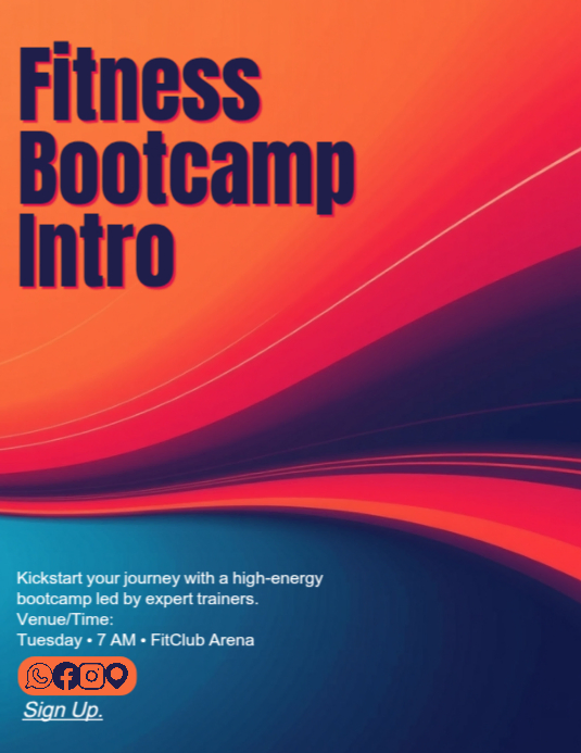 Copy of Retro Gradient Fitness Flyer for Bootcamp Intro | PosterMyWall
