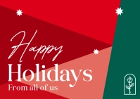 retro happy holidays postcard christmas A6 template